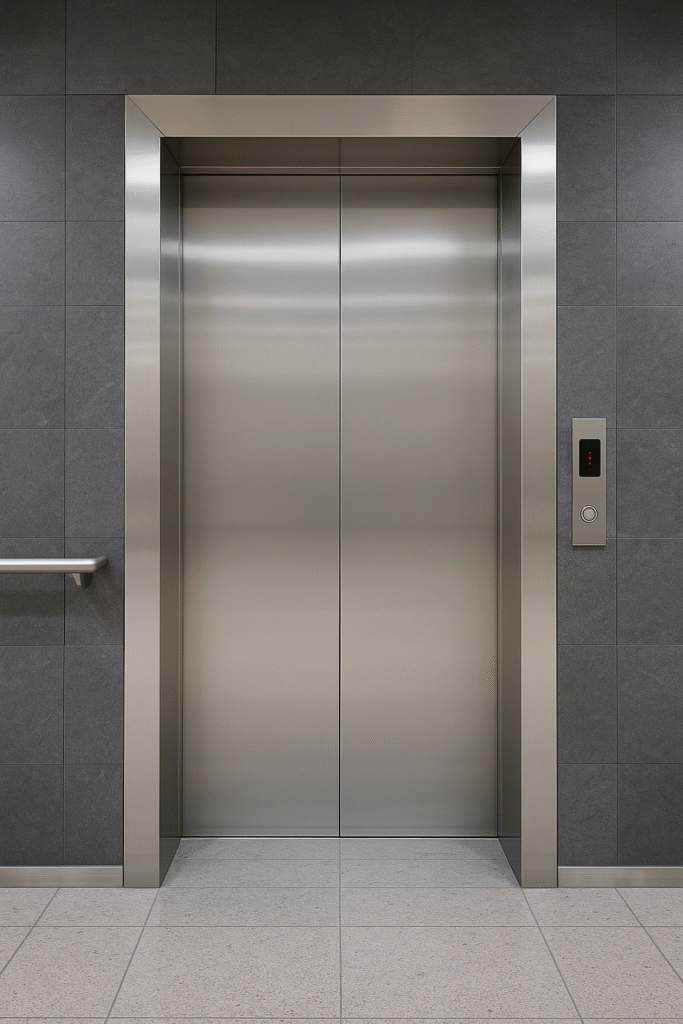 Elevador comercial moderno cumpliendo normativas vigentes