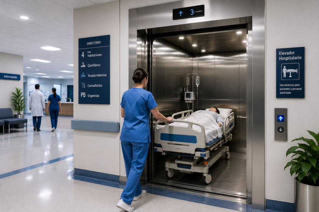 Mejor elevador comercial para hospitales en México en clínica moderna
