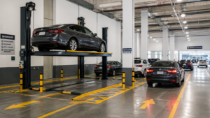 Elevadores para autos para agencias con plataformas preparadas para alta rotación y circulación ordenada.