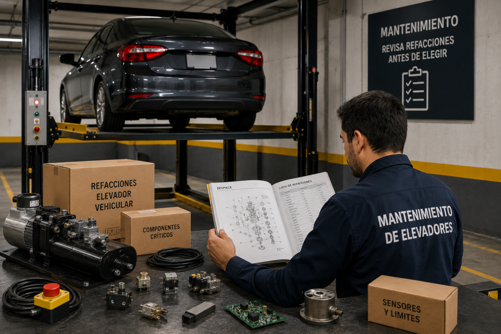 Errores al elegir elevadores en México sin prever refacciones y componentes disponibles para mantenimiento.